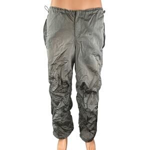 Iets Frans Gray High Rise Straight Leg Windbreaker Baggy Track Trousers Pants S